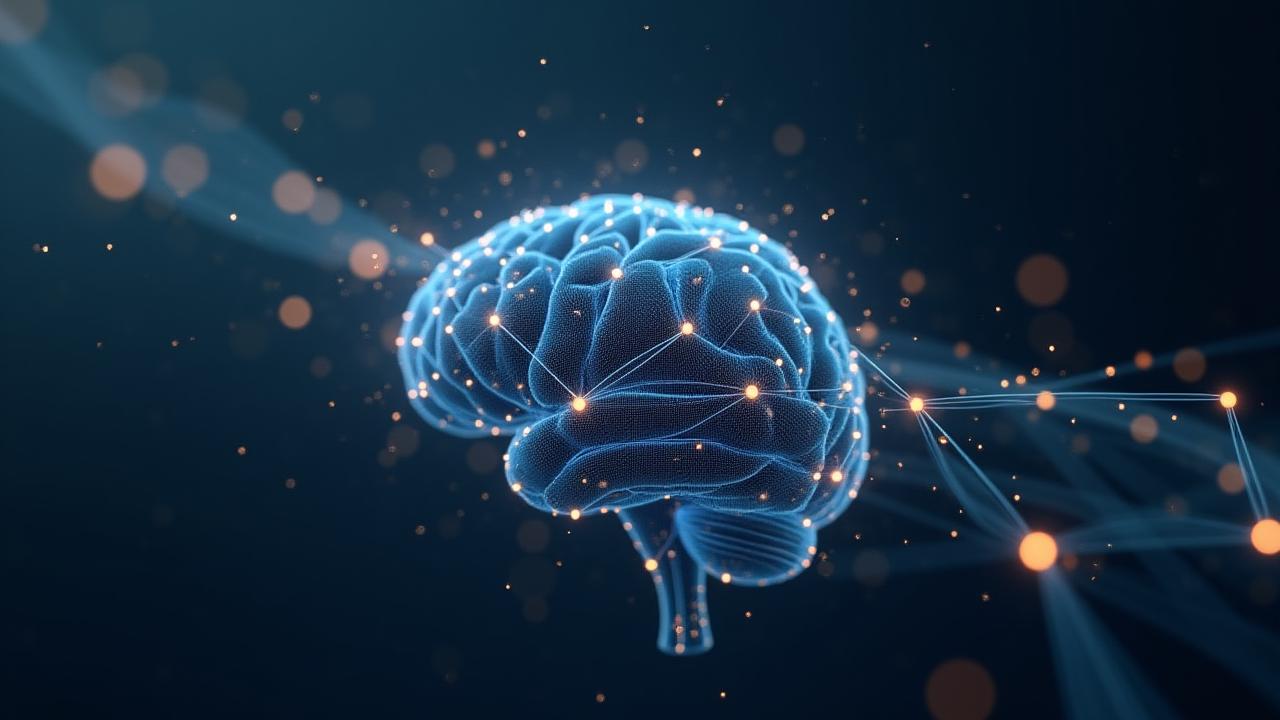 Futuristisches Gehirn-Netzwerk symbolisiert KI-Innovation