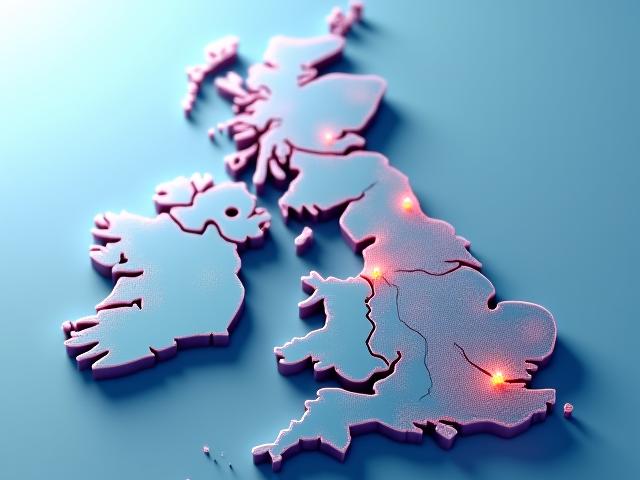 Stilisierte Karte von Großbritannien mit hervorgehobenen Wirtschaftsregionen