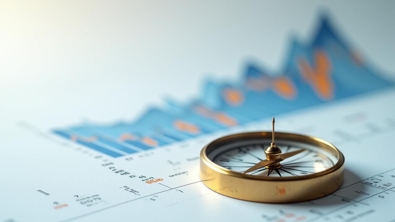 Kompass, der Richtung für strategische Geschäftsplanung anzeigt